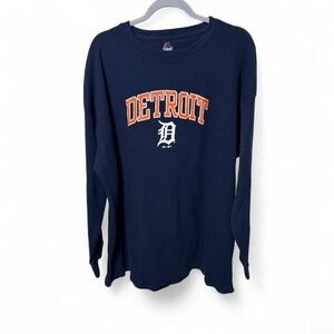 Detroit Tigers navy long sleeve thermal shirt Size 3XL #MLB #baseball